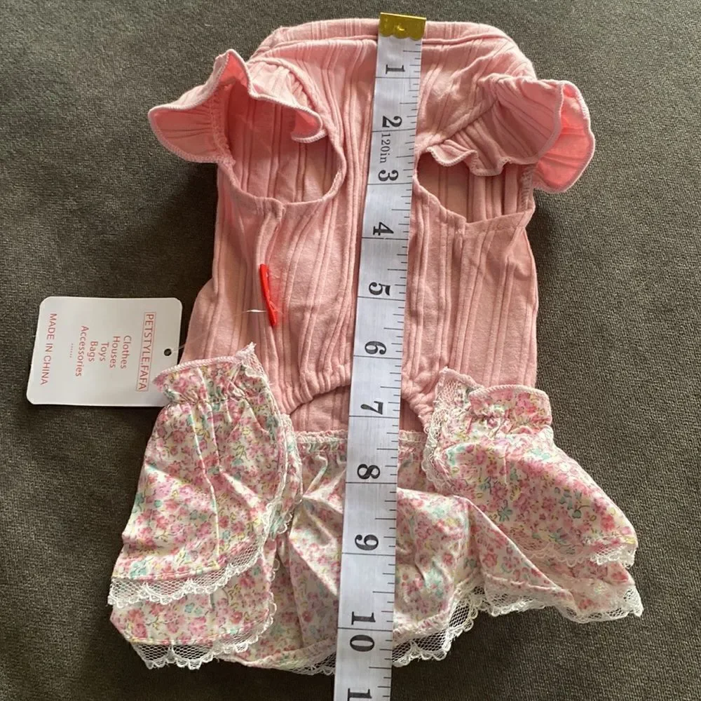 Dog Dress Pink and White Size S NWT